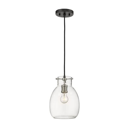 Z-Lite Bella 1 Light Mini Pendant, Matte Black & Clear 476MP-MB-BN